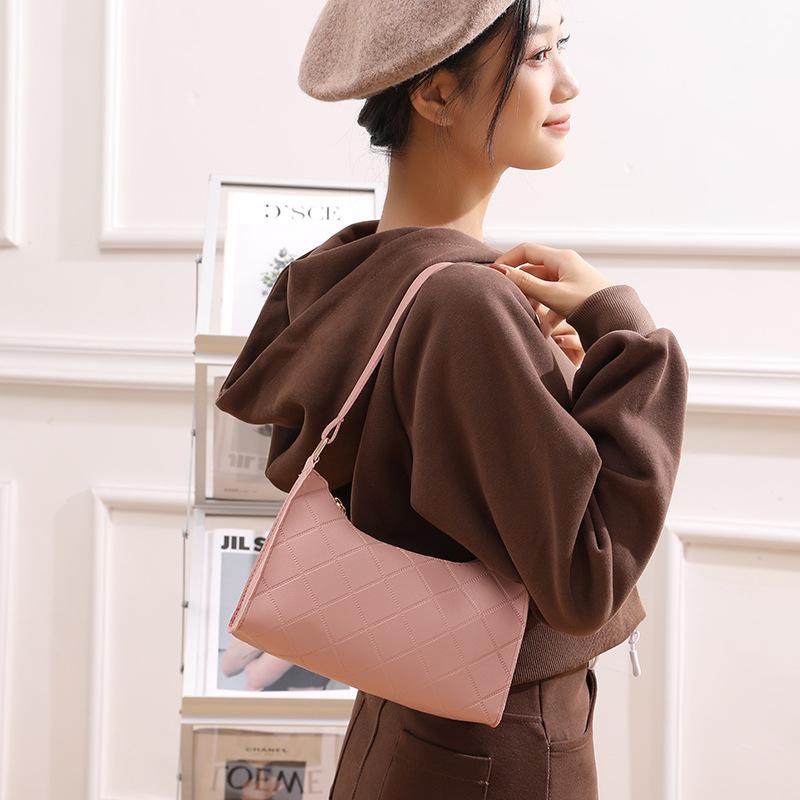 Ladies bag autumn and winter new small bag dumpling bag plaid simple shoulder bag women's armpit bag one