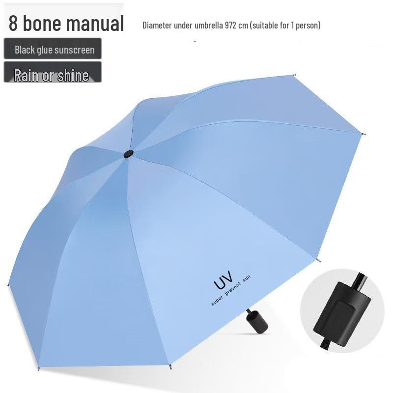 60-Rib Automatic Folding Umbrella with UV Protection and Black Glue Coating for Rain and Sun, Custom Logo
