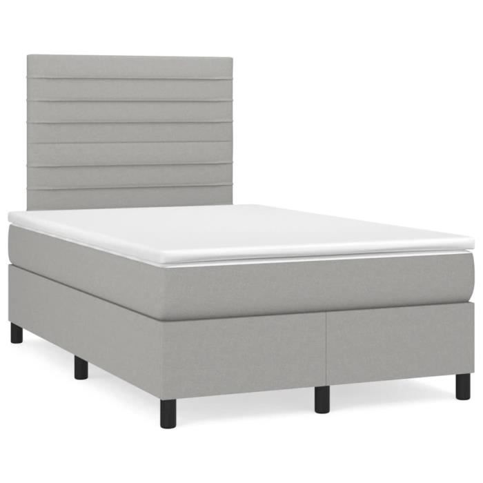 VidaXL Lit à sommier tapissier avec matelas Gris clair 120x200cm Tissu - Modèle 3141841