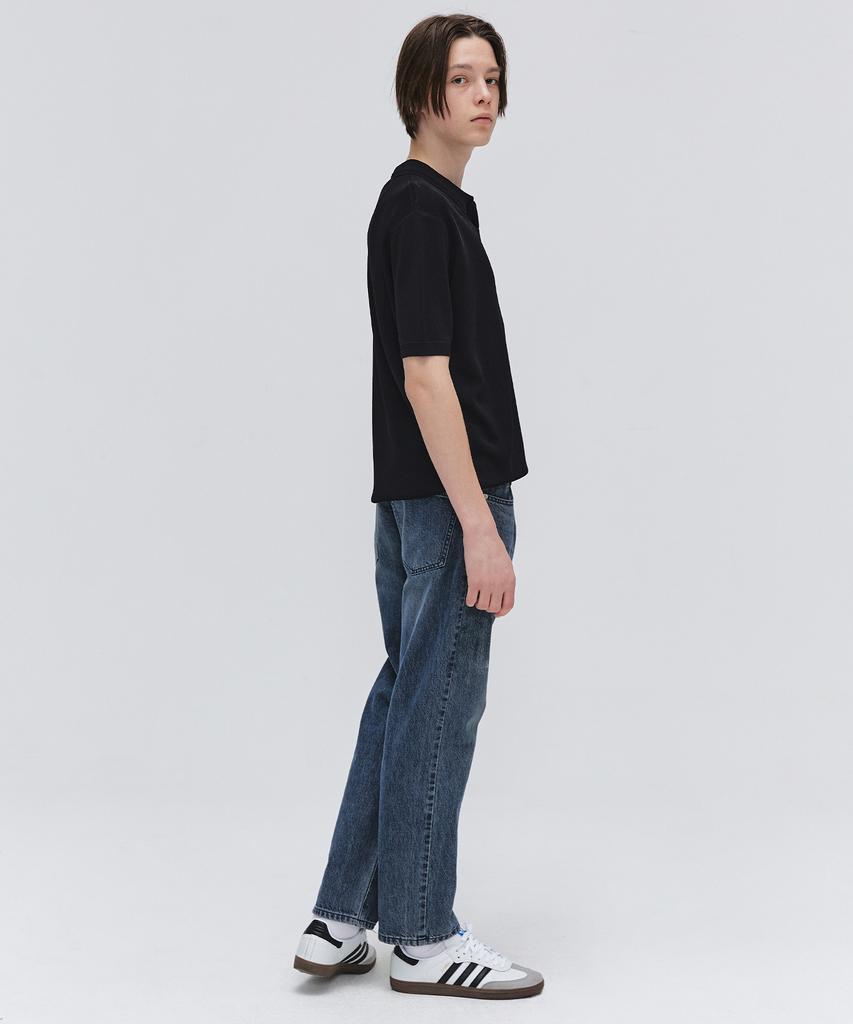 EZIO Open Collar Half Knit_Black