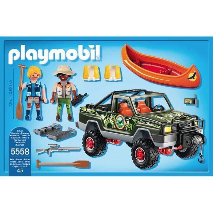 PLAYMOBIL - Pick-up des aventuriers - Wild Life - 2 personnages - Canoë flottant - A partir de 4 ans