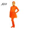 Halloween Cosplay Overall Orange Ganzkörperanzug, mit Tüllrock, Fake-Bauch, Gelbem Schnurrbart & Augenbrauen, Versteckter Reißverschluss Outfits Offenes Gesicht Zentai