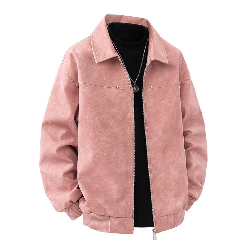 American Vintage Style Men S Turn Down Collar Pu Jacket