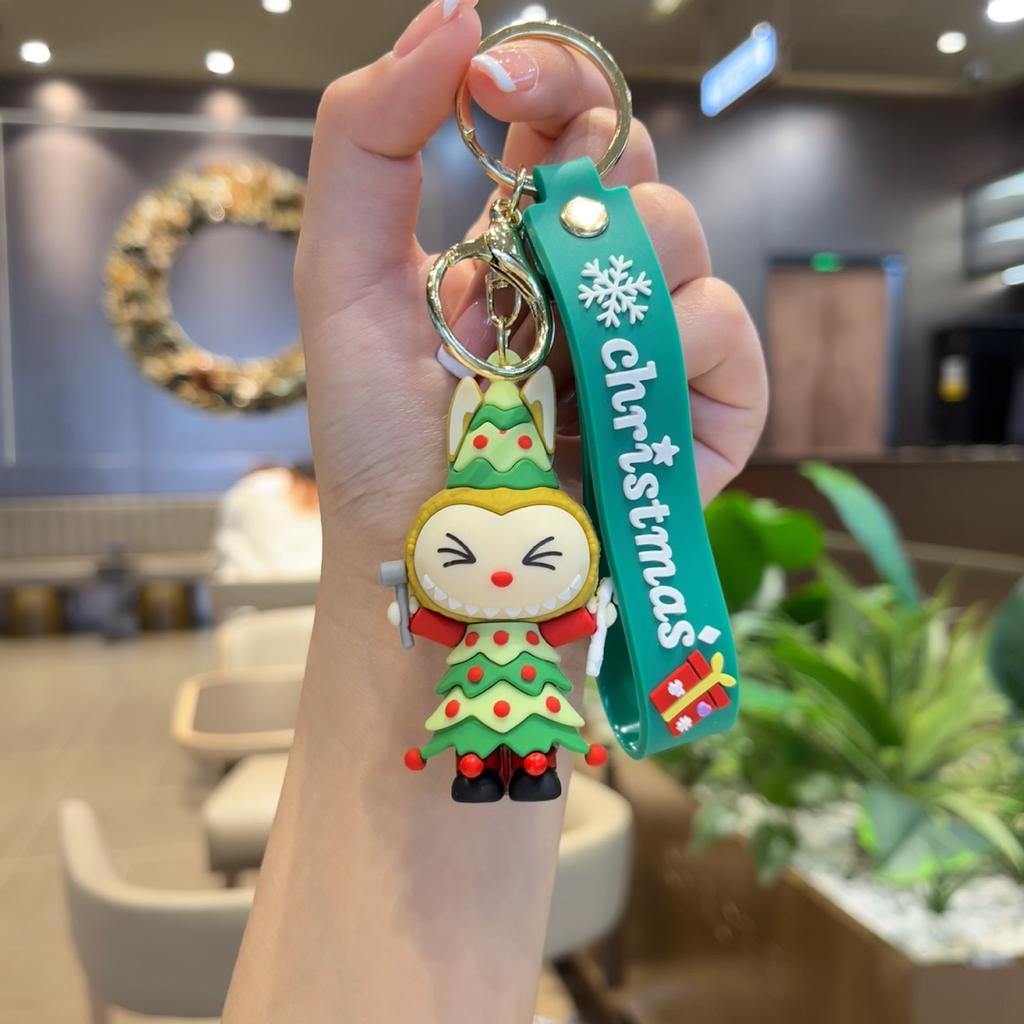 Christmas Key Pendant PVC Cute Three-dimensional Doll Rab Lamb Keychain