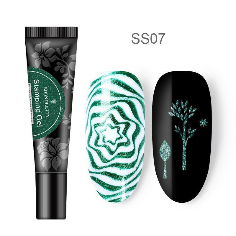 BORN PRETTY 8ml Glittery Stamping Gel Gold Silver Soak Off UV Gel