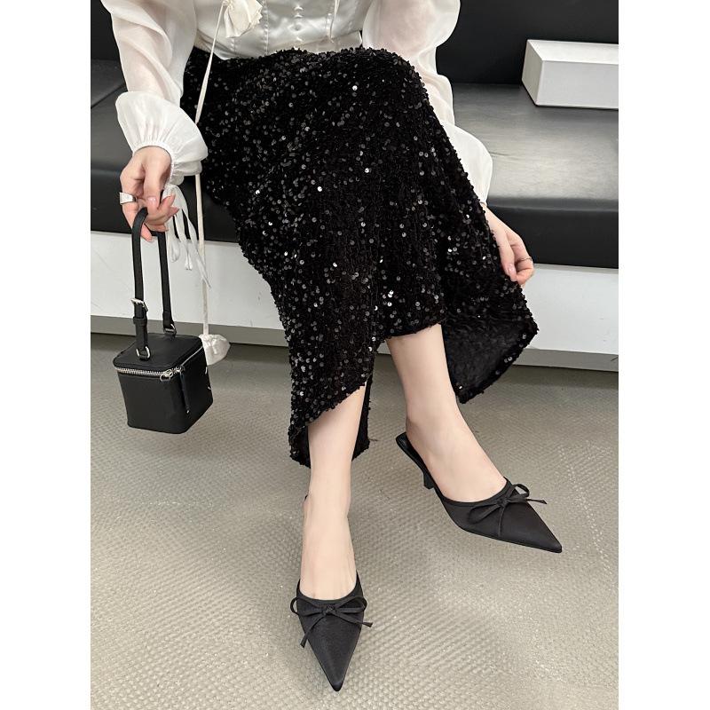 

Туфли-лодочки с острым носком, сумка-голова пустая, тапочки женские для улицы, с бантом, полузакрытые, на шпильке, босоножки 40 светло-зеленый