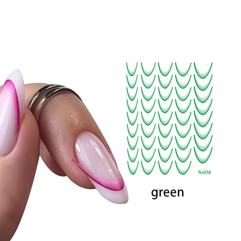 French Gradient Nail Art Stickers Multi-colors Self-Adhesive Decals Design Nail Tips Guides DIY Nail Decoration Stencil Tools