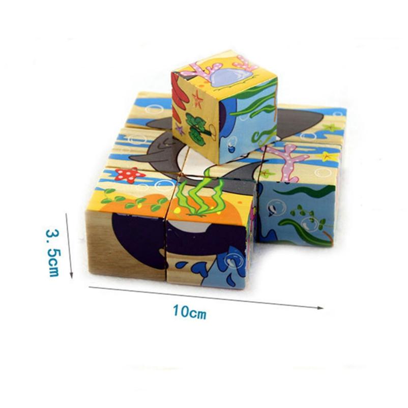 Farm Animal Six Patterns Nine Dimensional Puzzle Cartoon Building Blocks Kids Educational Toy