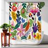 1pc Vibrant Tropical Botanical Floral Shower Curtain - Nature-Inspired Design with Artful Leaves and Blossoms