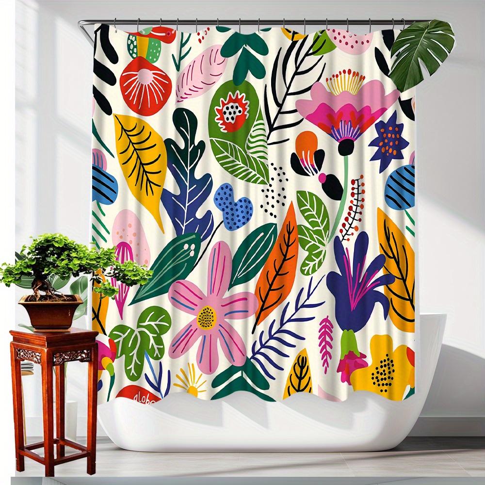 

1 шт. Яркая тропическая ботаническая цветочная шторка для душа - Дизайн, вдохновленный природой, с искусными листьями и цветами 90X180CM