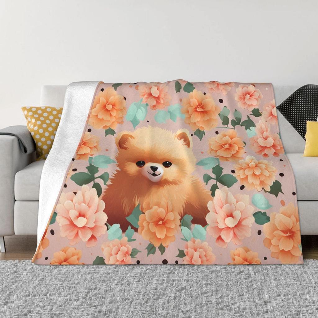 Cute cartoon dog Printed Blanket for Sofa Bed Travel Camping Living Room Office Conditioning Blanket for All Seasons Gifts