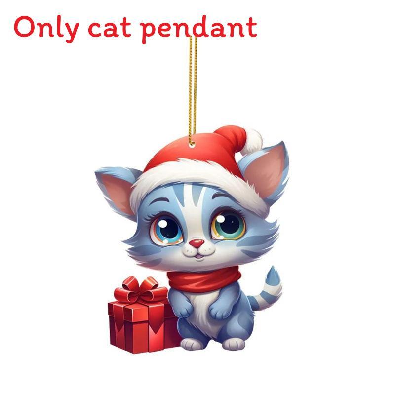 Christmas Cat Car Decor Acrylic Pendant For Holiday Vehicle Decoration