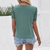 YYFS Women's Fashion Casual Summer Solid Color Print Lace Short Sleeve O-Neck Blouses & Shirts