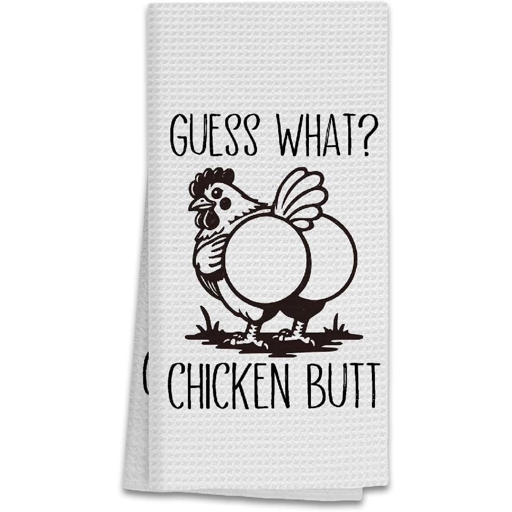 Guess What Chicken Kitchen Towels, Funny Chicken Kitchen Dish Towel, Funny Chickens Gifts Hand Towels for Bathroom Decor, Gifts for Chickens Lovers,