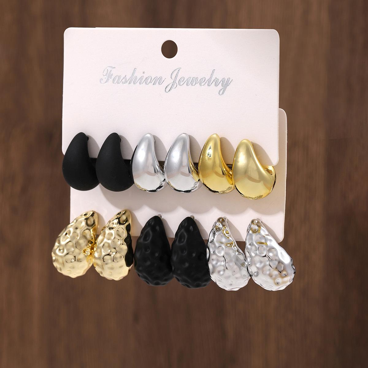 Hot-selling ins in Europe and America, three-color CCB water drop earrings set, simple and fashionable high-end stud earrings, earrings and accessorie чёрный