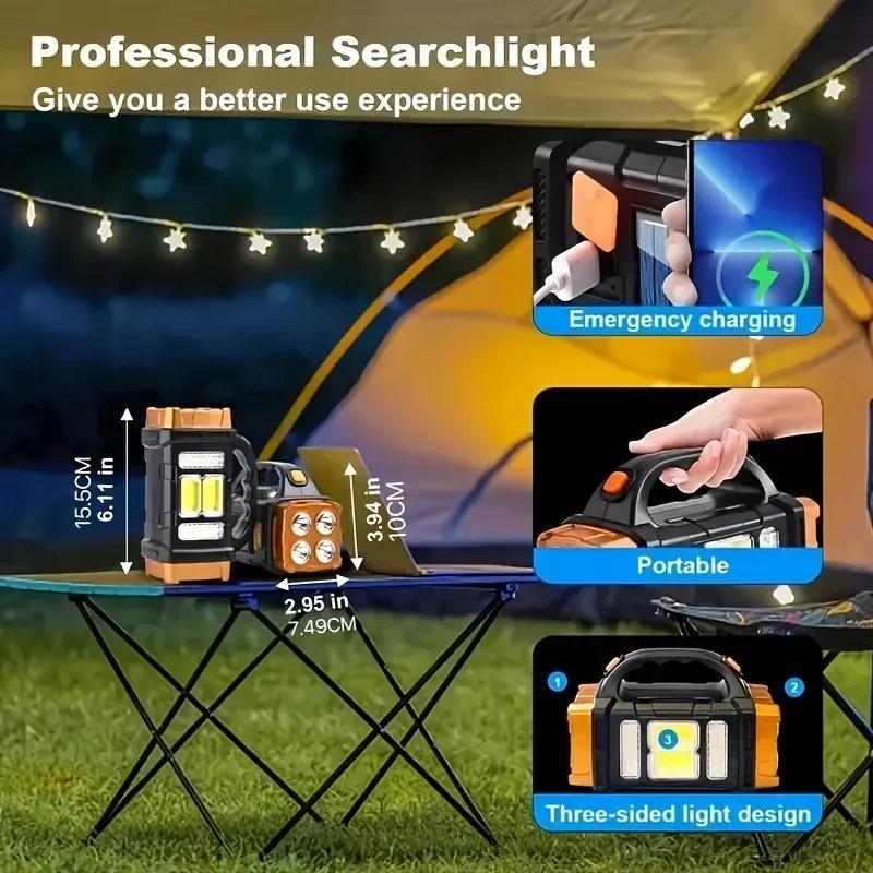 USB Rechargeable Hand-held Spotlight Flashlight, LED Emergency Flashlight, Searchlight