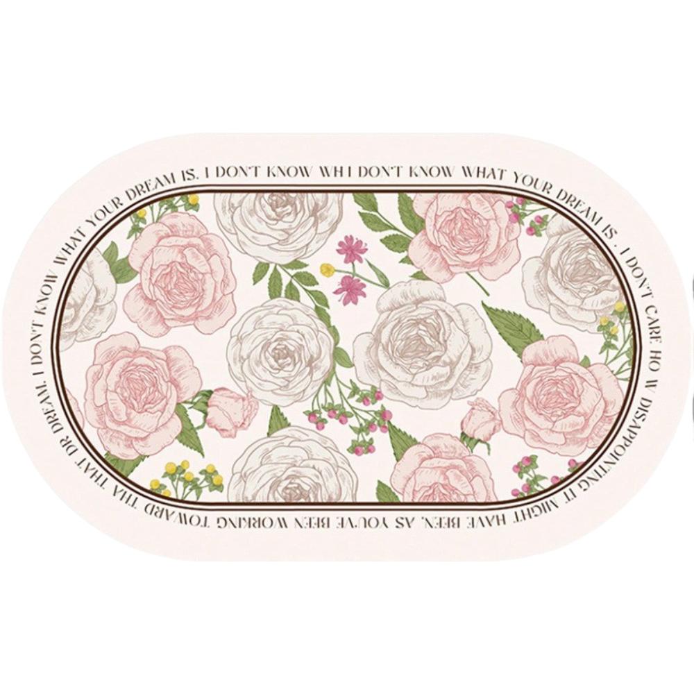 New Elliptical Floral Placemats Leather Waterproof Dining Pads Heat-Resistant Non-Slip Place Mats Coaster Decor