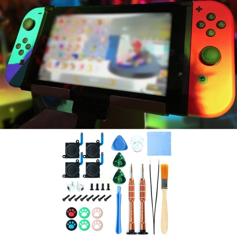Kit di attrezzi per riparazione completo professionale 34 in 1 con spazzola per la pulizia, panno, pinzette per controller Switch OLED