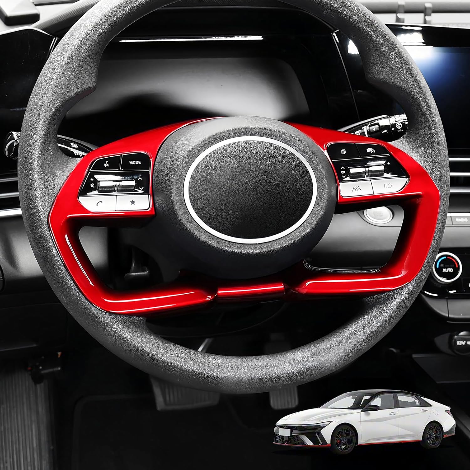 YOUTOOCAR Накладка на руль, совместимая с Hyundai Tucson 2022–2025, Hyundai Elantra 2021–2025, Hyundai Santa Cruz 2022–2025 красный