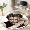 1pc Rock Star Johnny Hallyday Round Carpet Painted Printed Circular Carpet, Home Door Mat, Outdoor Travel Protection Carpet