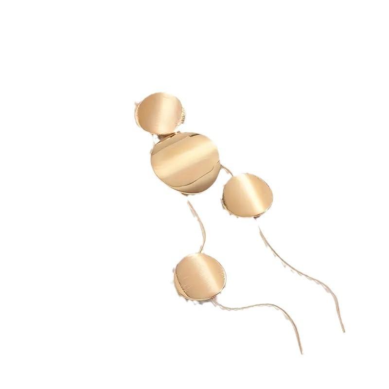 Creativity Trendy Geometric Metal Round Discs Long Pendant Necklace for Women Personality Exaggeration Party Collar Jewelry Gift