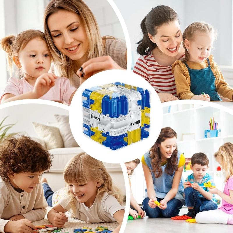 Novelty Fun 3D Maze Ball Interactive Puzzle Roller Cube STEM Learning Toy for Kids Teens Stress Relief Cognitive Skill Game