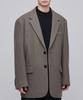 Wool Blend Melton Daddy Shoulder Oversized Blazer [Dusty Beige]