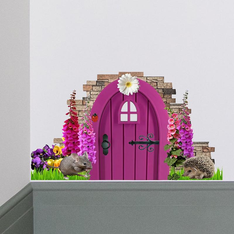 Samolepka na stěnu z PVC, vodotěsná samolepka na stěnu s kresleným zvířecím potiskem pro domácí dekorace kreativní rohové dekorace na stěnu