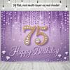 Elegant 75th Birthday Backdrop, Glamorous Purple Design with Diamond-Encrusted Number 75 and Sparkles, Festive Milestone Party Wall Decor
