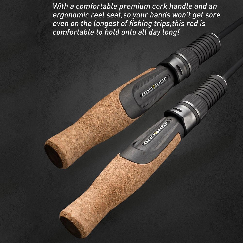 50 cm spinnfiskestang 1 spiss med trehåndtak for gjedde, abbor, crappie, gjedde, ørret, ultralett/medium lett/medium