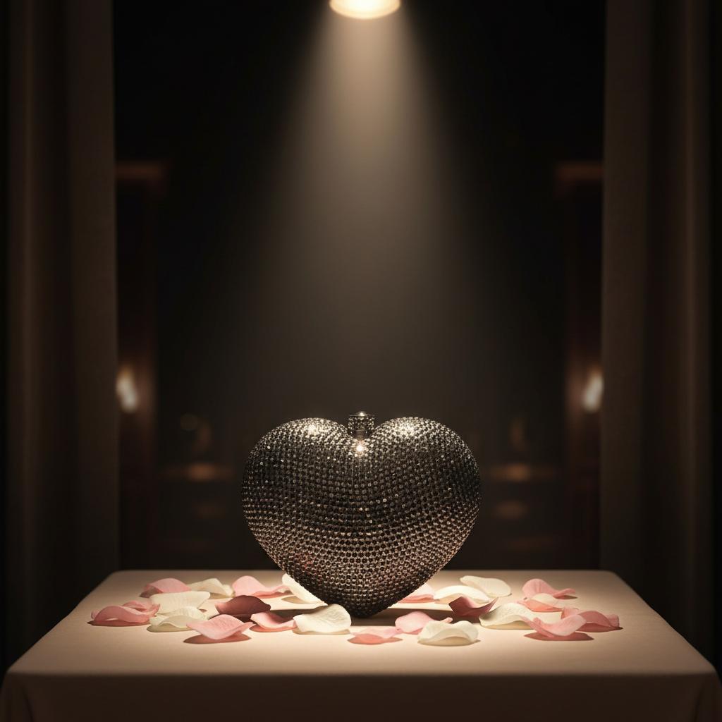 

High Stand Crystal Bag Heart-shaped Diamond Evening Clutch Bag Women Luxurious Slow-diamond Banquet Dress Dinner Bag Alloy 14 cm L14xW5xH12CM чёрный