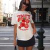 Vintage Y2k Tomaten-Print T-Shirt Kurzarm Niedliche Ästhetik Streetwear Oberteile Sommer Gartenhemd Damen Cottagecore Kleidung