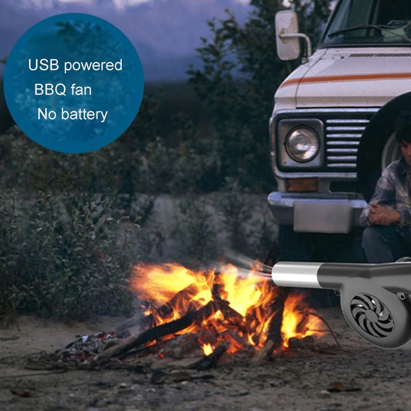 BBQ Fan Portable Air Turbo Blower AC 100-240V Adjustable Speed 5000R/min for Barbecue Picnic Camping Fire Rechargeable