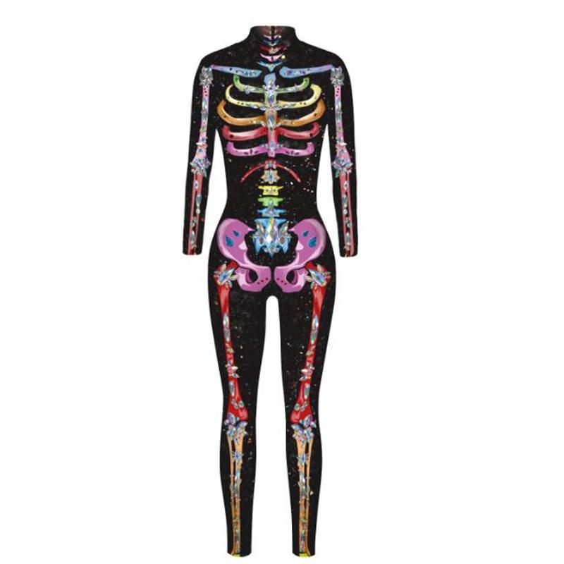 Realistic Body Skeleton Skull 3d Print Halloween Bodysuit Cosplay Costume Sexy Jumpsuit Adult Carnival  Monos Mujer