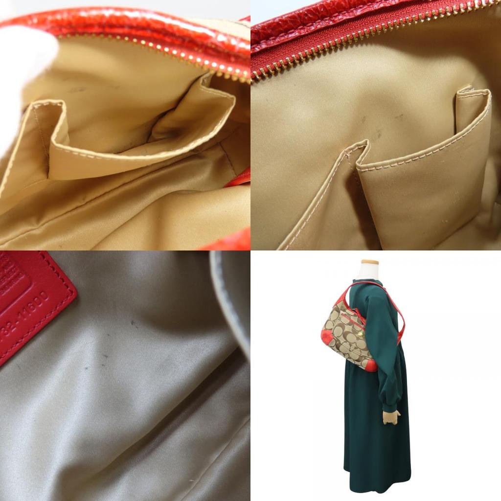 Used COACH Shoulder Bag 11600 Signature Canvas/leather Beige Pink One Belt