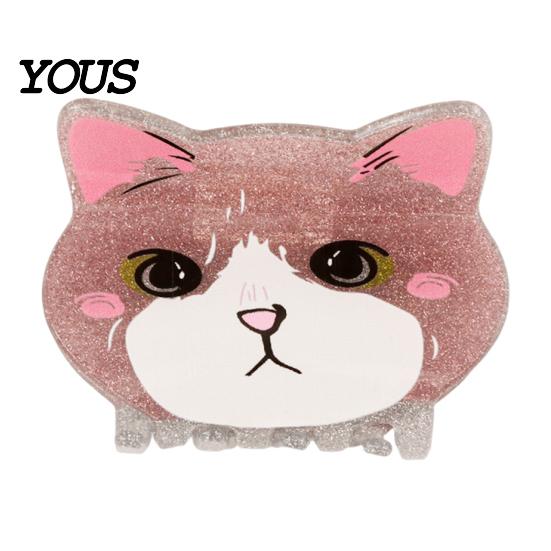 Strong Grip Hair Claw for Women, Anti-Slip Tooth Clip with Grip, 3D Cat Half-up Red Fruit Design Back Head Claw, Pearlescent Glitter