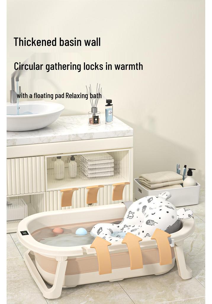 Foldable Antibacterial Toddler Bathtub – Large, Thickened Sit-in Baby Bath Basin for Newborns