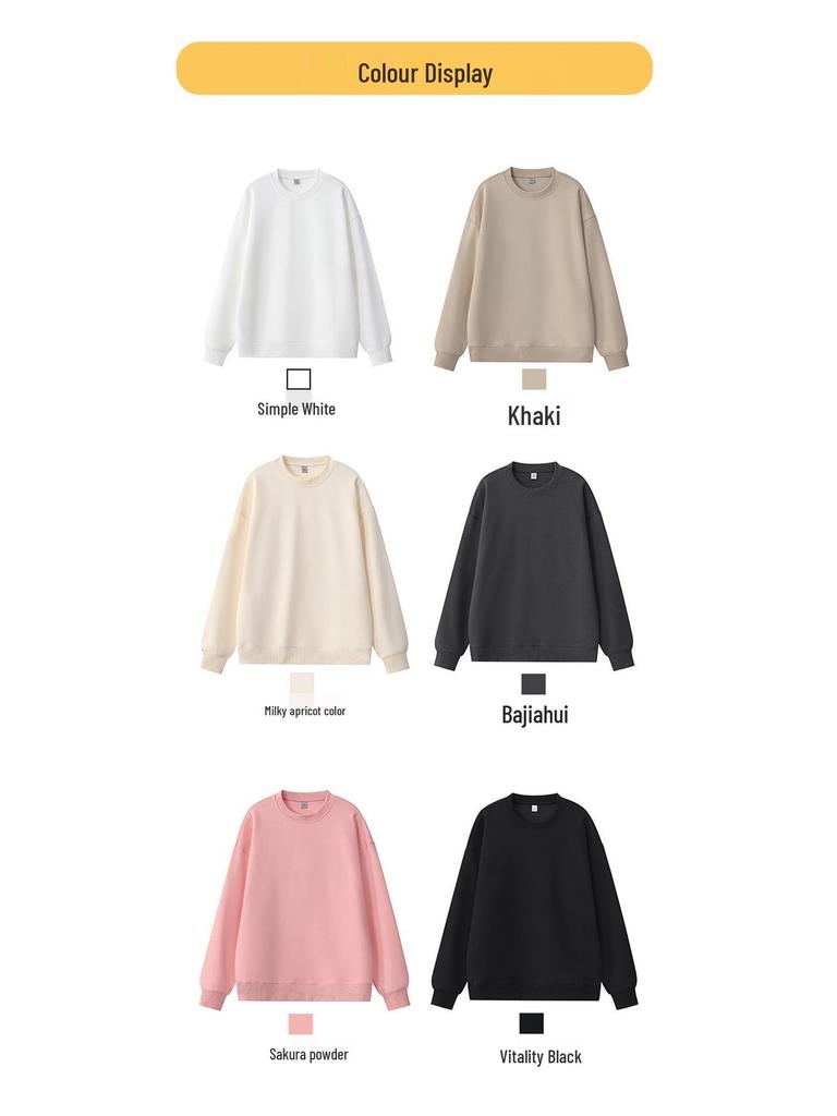 Unisex Round Neck Sweatshirt with Printed Logo - Lightweight, Breathable, Suitable for Spring and Autumn