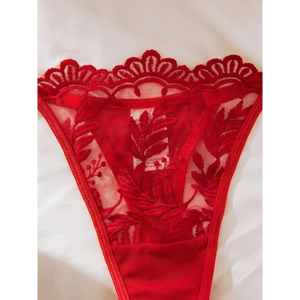 New Multi-color Sexy Embroidery Perspective Mesh Lace Gathering Erotic Underwear Suit Women