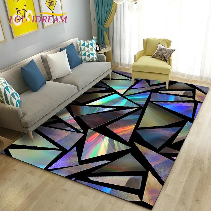 3D Abstract Geometric Optical Area Rug,Carpet Rug for Living Room Bedroom Sofa Doormat Kitchen Decoration,Kid Non-slip Floor Mat