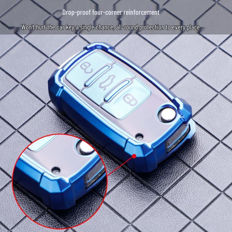 Volkswagen Key Fob Cover: Fits Lavida, Bora, POLO, Jetta, Santana, Sagitar, Tiguan - Mecha Style Key Shell with Buckle.