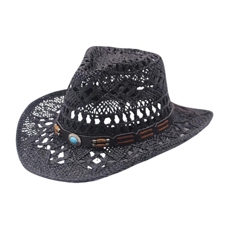 Elegant Straw Sun Hat With Wide Brims For Women Girl Beach Wear Outdoor Activity Breathable Handwoven Hollow Panama Hat