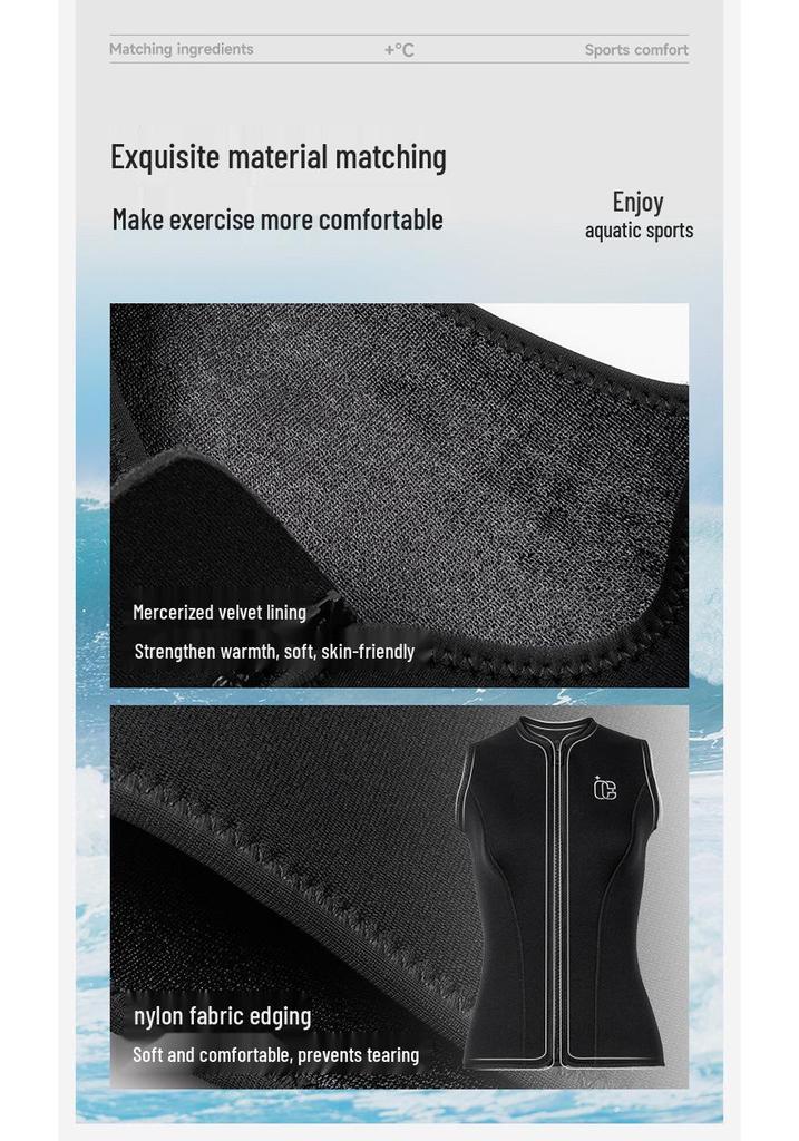 Top de neopreno sin mangas con forro polar de 3 mm unisex para natación en aguas frías, surf y snorkel.