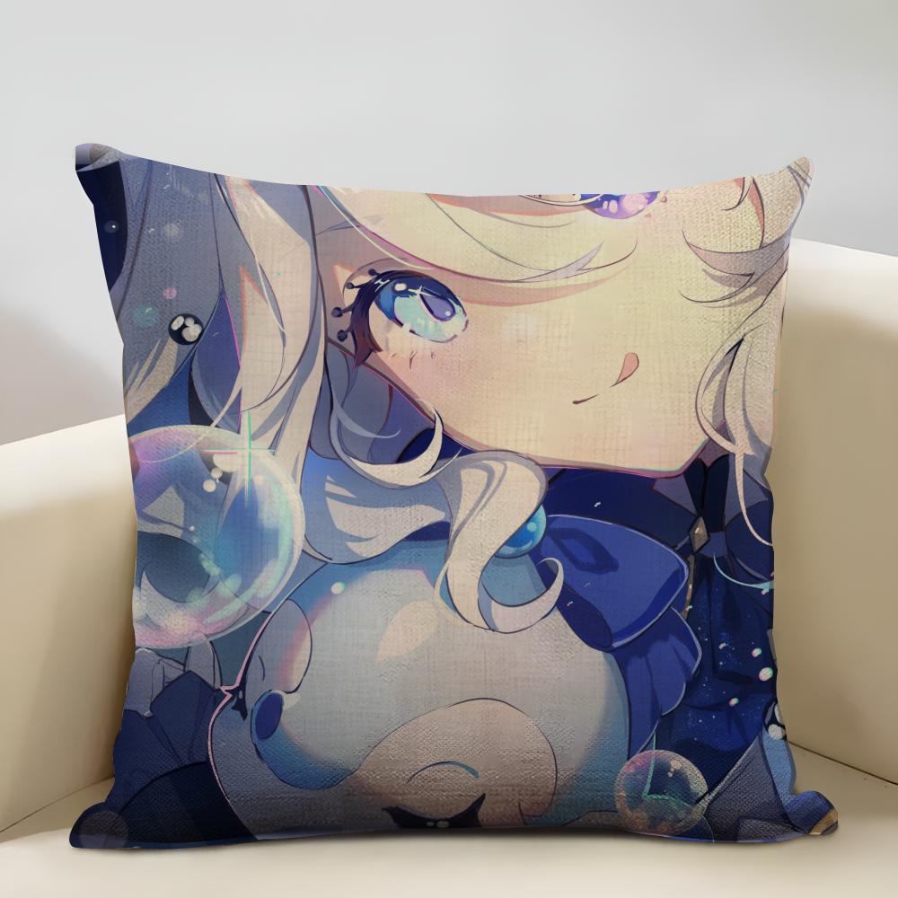 Genshin Impact Furina Cushion Household Decoration Linen Sofa Cushion Cover: Skin-Friendly & Breathable with Invisible Zipper