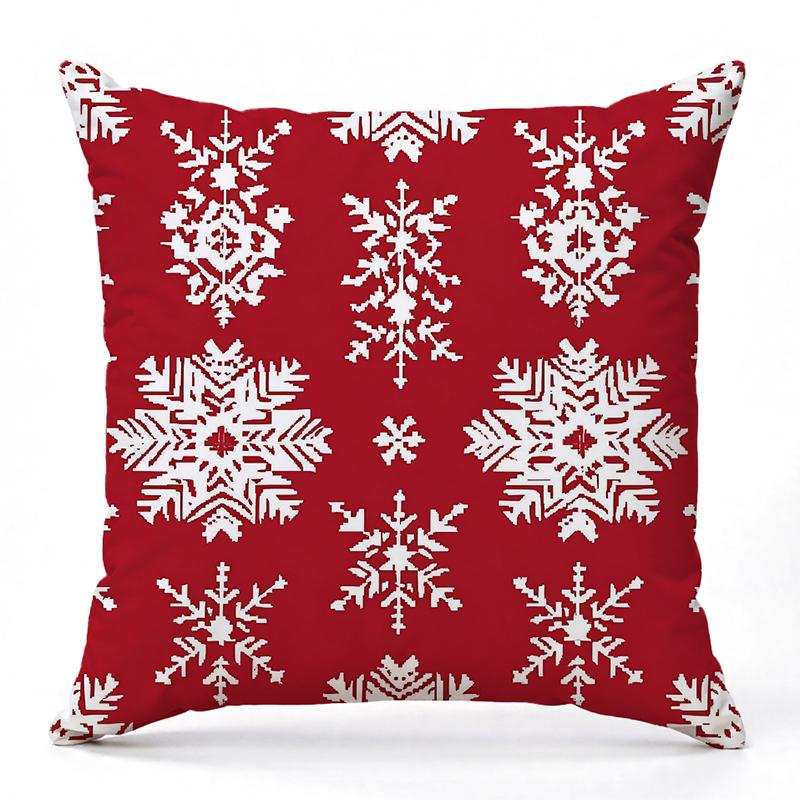 Christmas Tree Deer Snowflake Pattern Pillows Square Polyester Pillowcase, Modern Sofa Decorative Cushion Cover