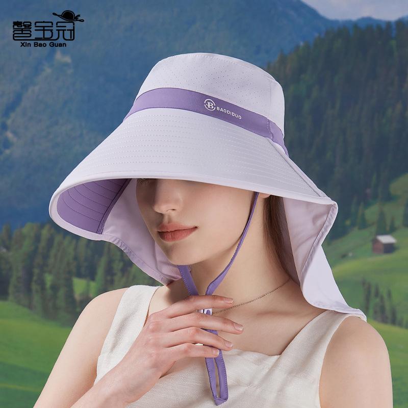 Summer large brim sun protection cap outdoor mountain riding UV protection sun hat breathable shawl neck bucket hat