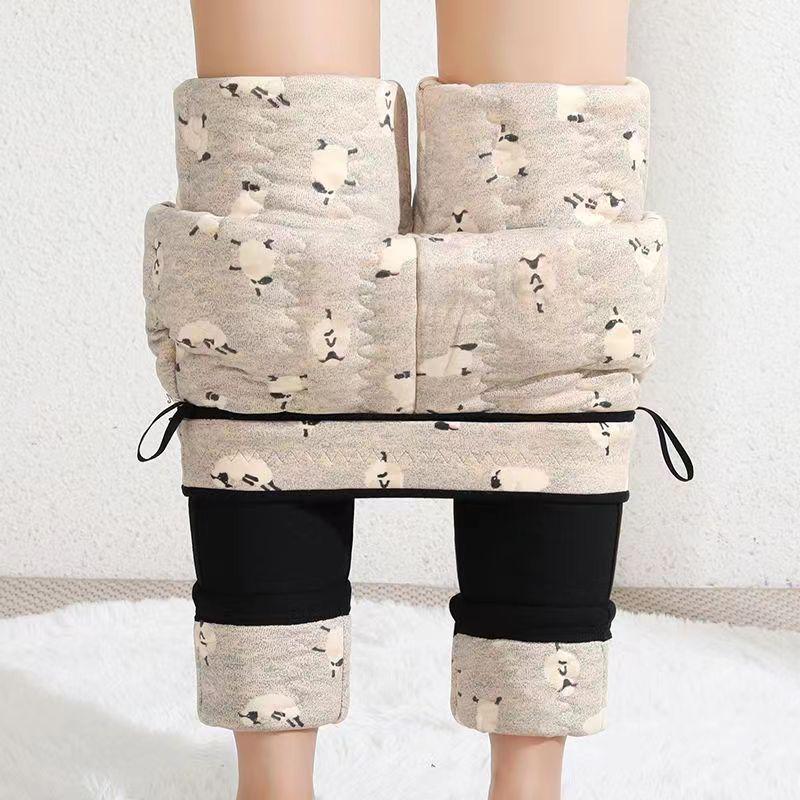 Women's High Waist Lambswool Silk Cotton Winter Leggings - Super Thick, Warm, Plus Size with Pockets