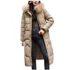 Womens Winter Jacket Warm Overcoat Slim Fur-Hooded Zipper Thicker Coat Outwear