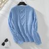 Loose Knit Vintage Cardigan Long Sleeve O neck Solid Color Top Autumn Winter Sweater