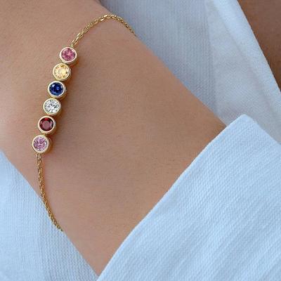Stainless Steel Bracelets for Women's DIY Zircon Birthstone Charms Pendant Personalized Jewellery Women Couple Bracele Gift2025